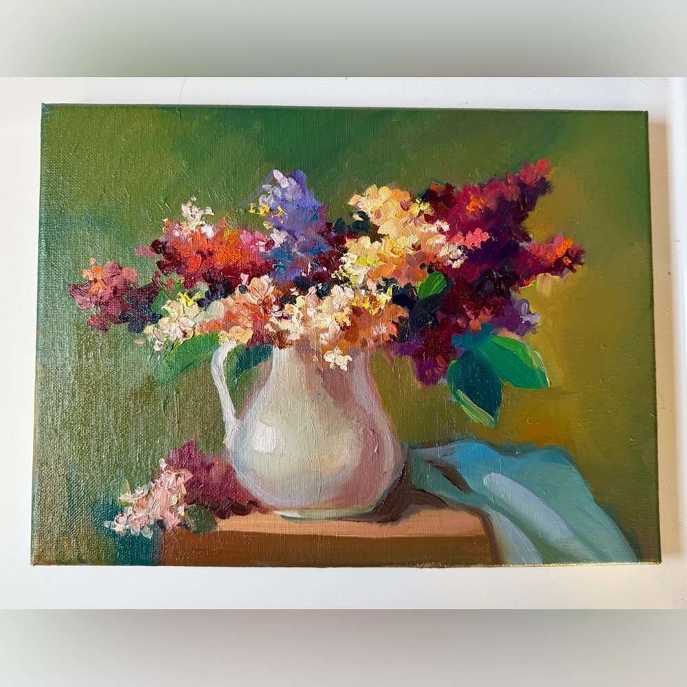 oil paintings original «Lilac mood”, 9x12 oil on canvas